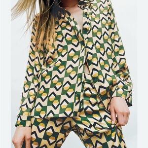 Zara Geometric Pattern blouse top